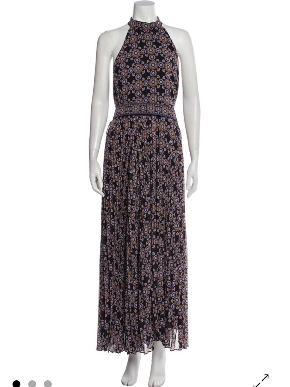 Zimmermann Black and Taupe Floral Halter Maxi Dress